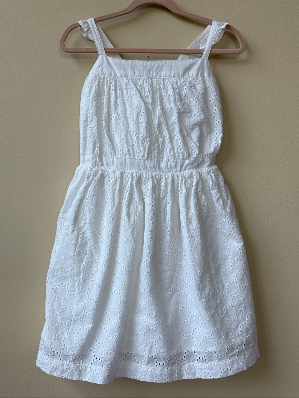 Cherokee - White Eyelet Dress with Spaghetti Straps - Girl's Size 7/8